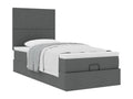 Ottoman bed frame with dark grey mattress 80x200 cm fabric