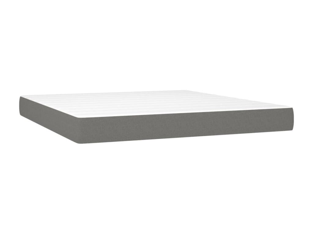 Upholstered bed base and mattress with LED lighting, dark grey, 160x200 cm, fabric