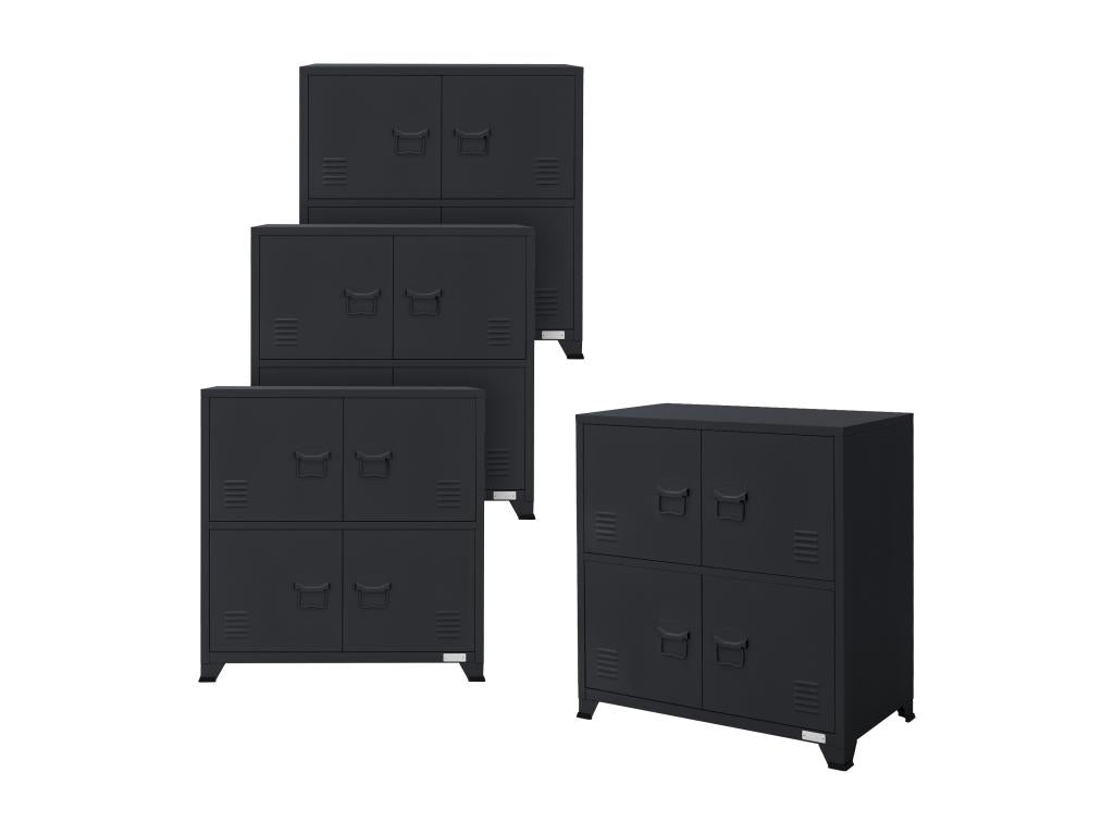 Set of 4 office filing cabinets with shelves, anthracite, 75x40x80.5 cm