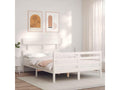 Bed frame with white headboard, 120x200 cm, solid wood