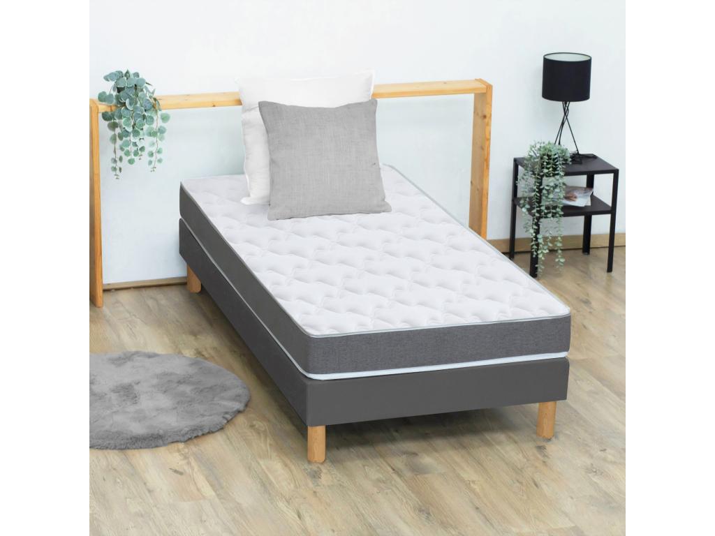 Doucezen reversible firm foam mattress and bed base set - French comfort. Dimensions: 90x190 cm. Bed base: Heather Grey.