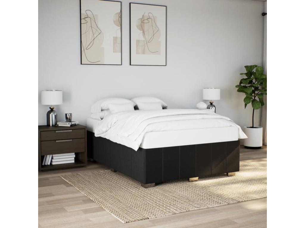 Black bed frame without mattress, 140x200 cm, fabric
