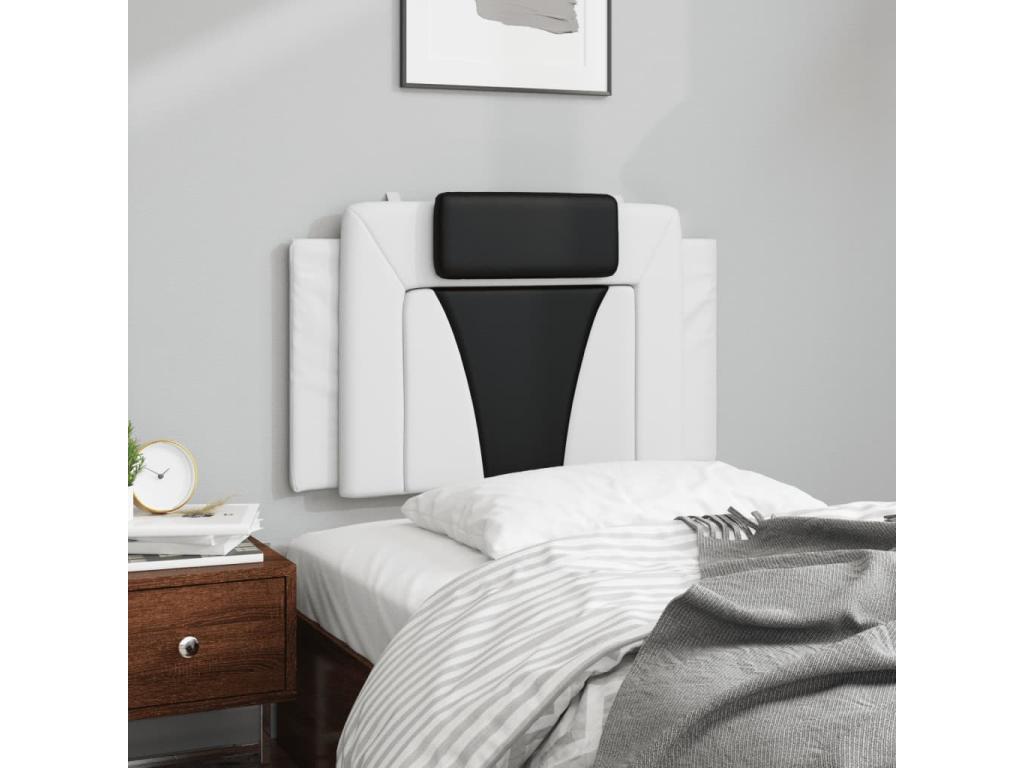 Black and white 80cm faux leather headboard cushion