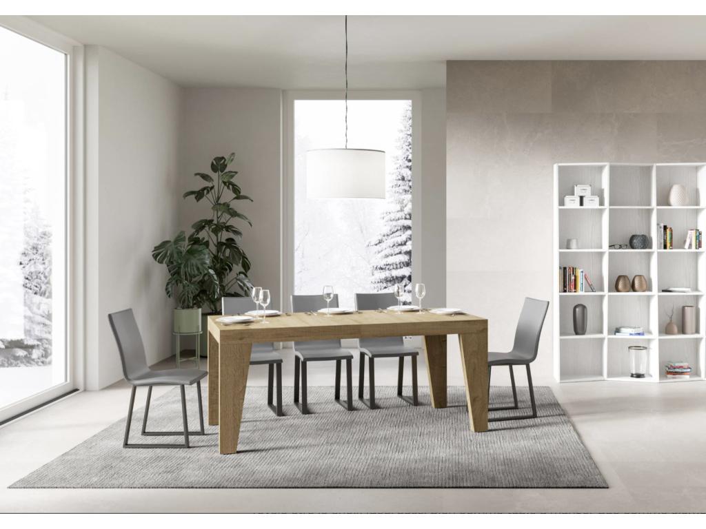 Homzora Extendable Wooden Dining Table - Natural Color - Homzora Base and Support - 5 Slim Extension Leaves - Extendable Width 160 to 420cm