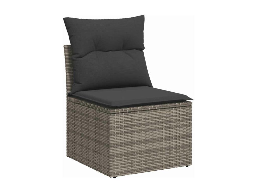 8-piece garden furniture set with grey resin wicker cushions