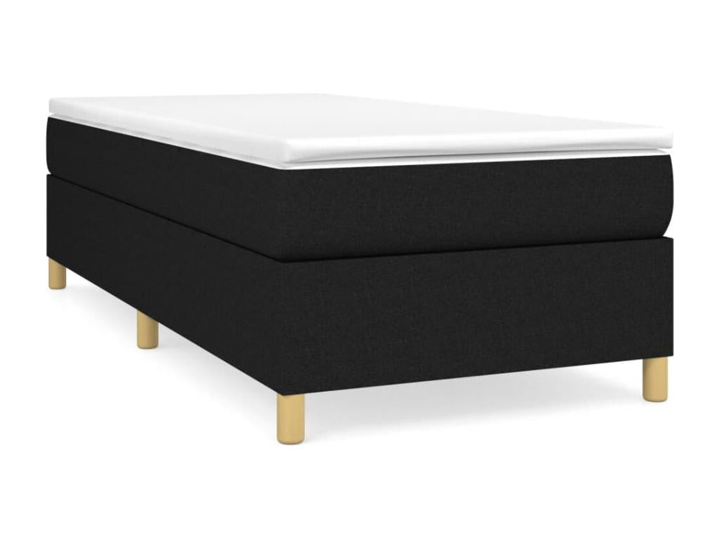 Upholstered bed base and mattress, black, 80x200 cm, fabric