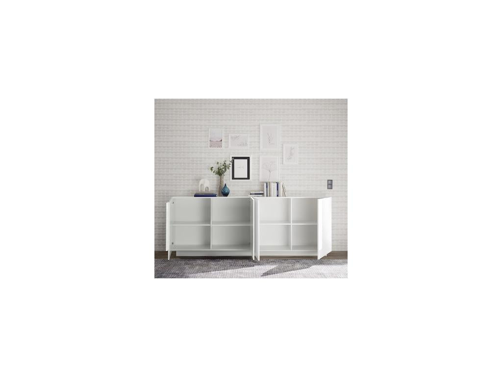 Homzora 4-door sideboard in glossy white lacquer, 241 cm