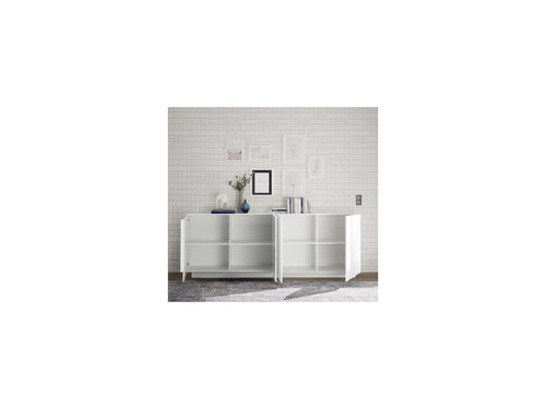Homzora 4-door sideboard in glossy white lacquer, 241 cm