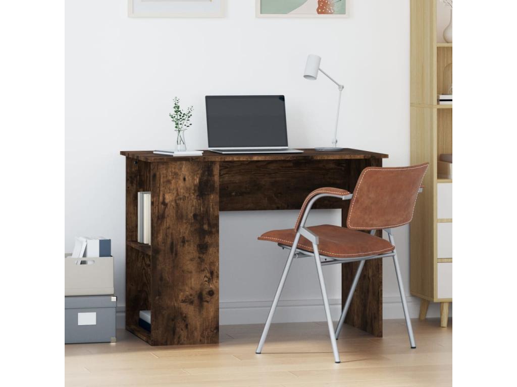 Smoked oak desk, 100x55x75 cm, engineered wood