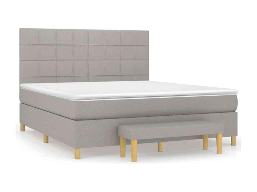 Doucezen bed base with light grey mattress 180x200cm fabric