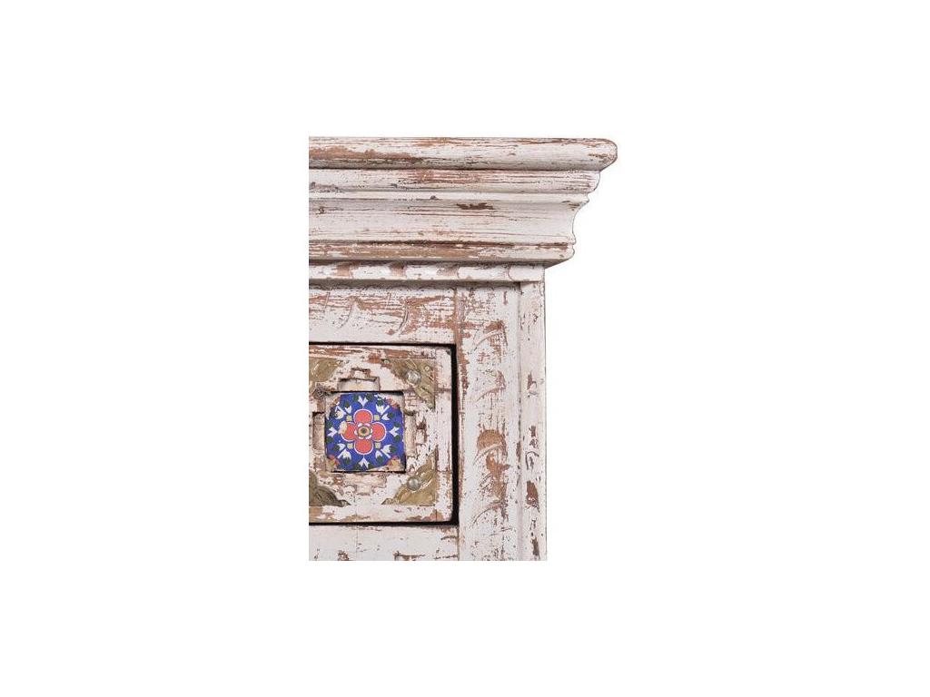 Mango wood bedside table with ceramic and bronze details, Homzora y Colomer. 60x35x45