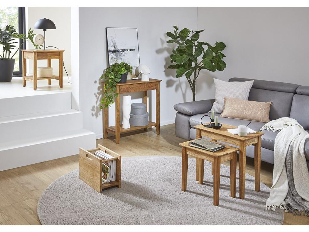 Side table/living room table in oak-colored wood - length 45 x depth 45 x height 52 cm