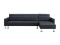 Homzora II Convertible and Reversible Corner Sofa in Black Faux Leather