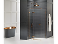 Meubiana 90x90cm Brushed Copper Shower Enclosure, Left-Hand Pivoting, Front Access