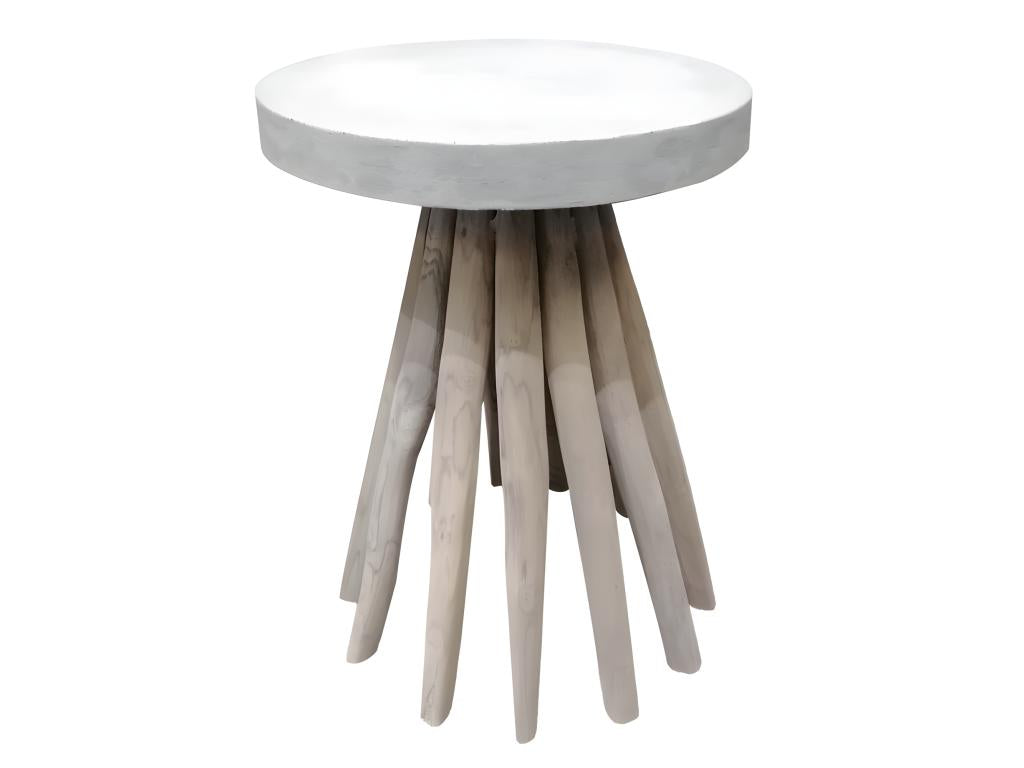 End table with top and legs in grey teak wood - Homzora
