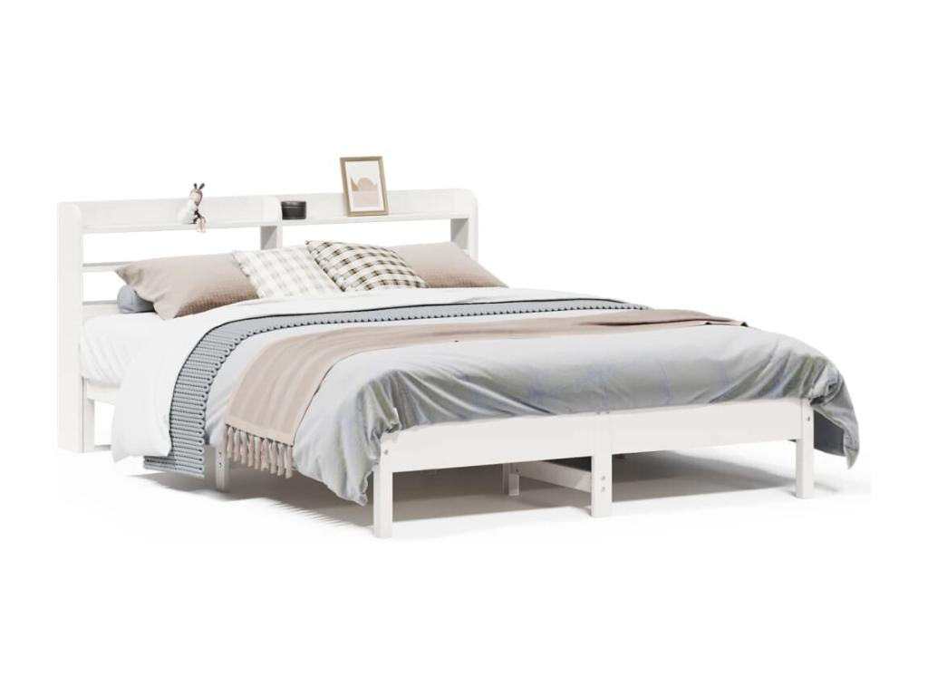 Bed frame without mattress, white, 160x200 cm, solid pine wood