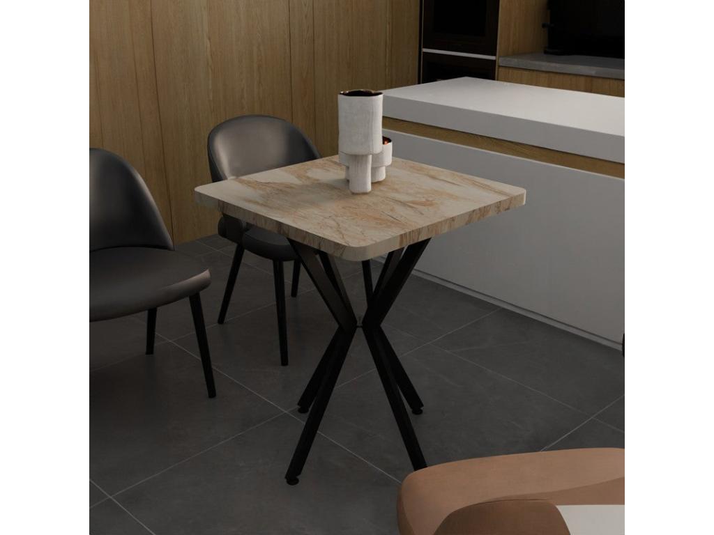 Doucezen table, marble, wood, melamine-black metal, 70x70x75 cm