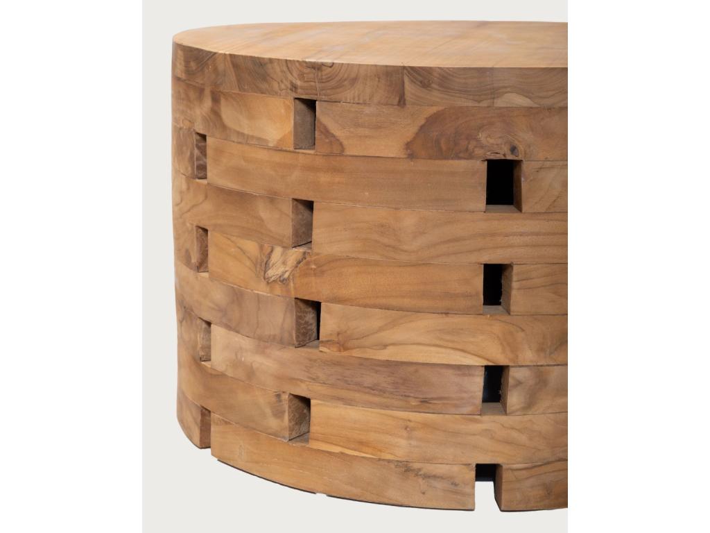 Homzora - Round coffee table in solid teak wood