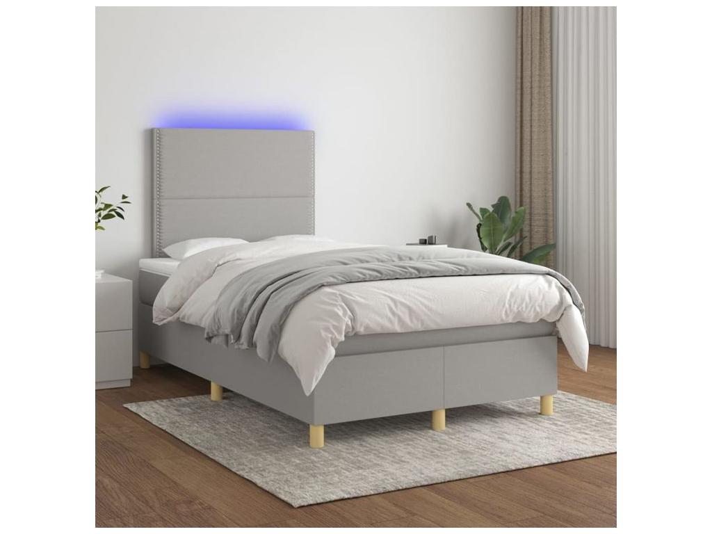 Homzora bed base and mattress with LED light grey 120x200