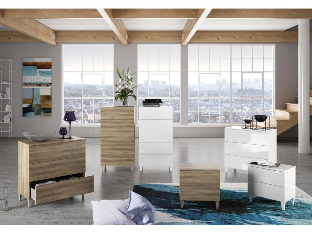 Doucezen 5-drawer chest of drawers, modern chest of drawers for the bedroom, 61x40x117 cm, white