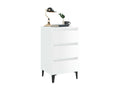 Bedside table with metal legs, glossy white, 40x35x69