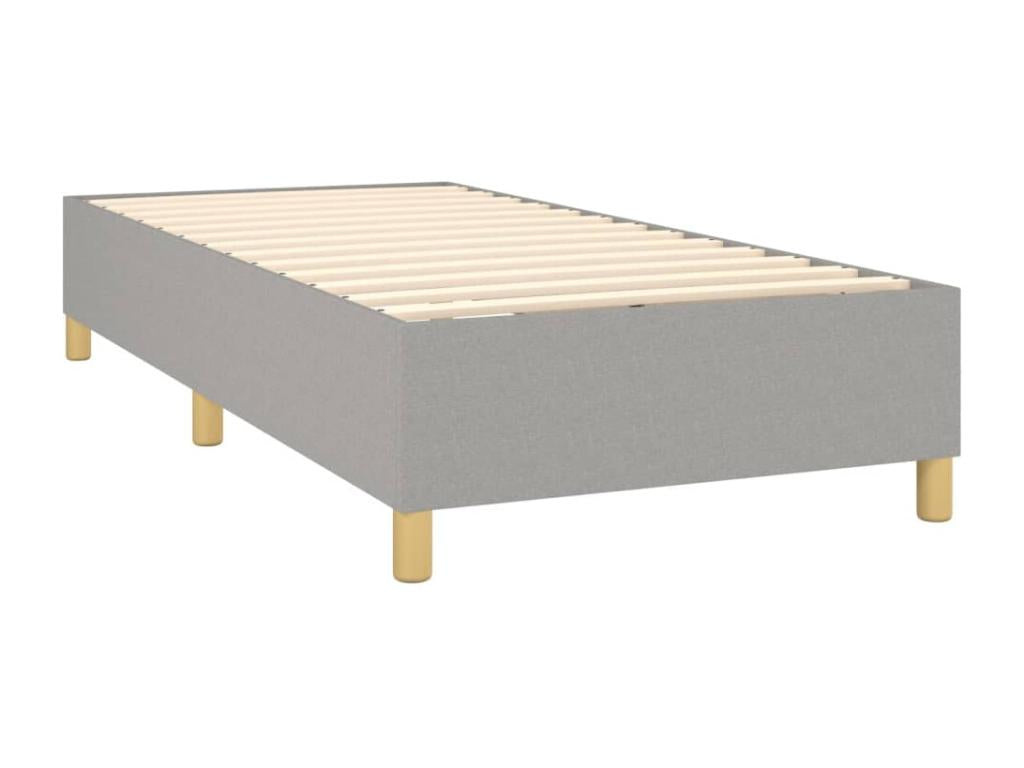 Upholstered bed base with mattress and LED light, light grey, 90x200cm, fabric