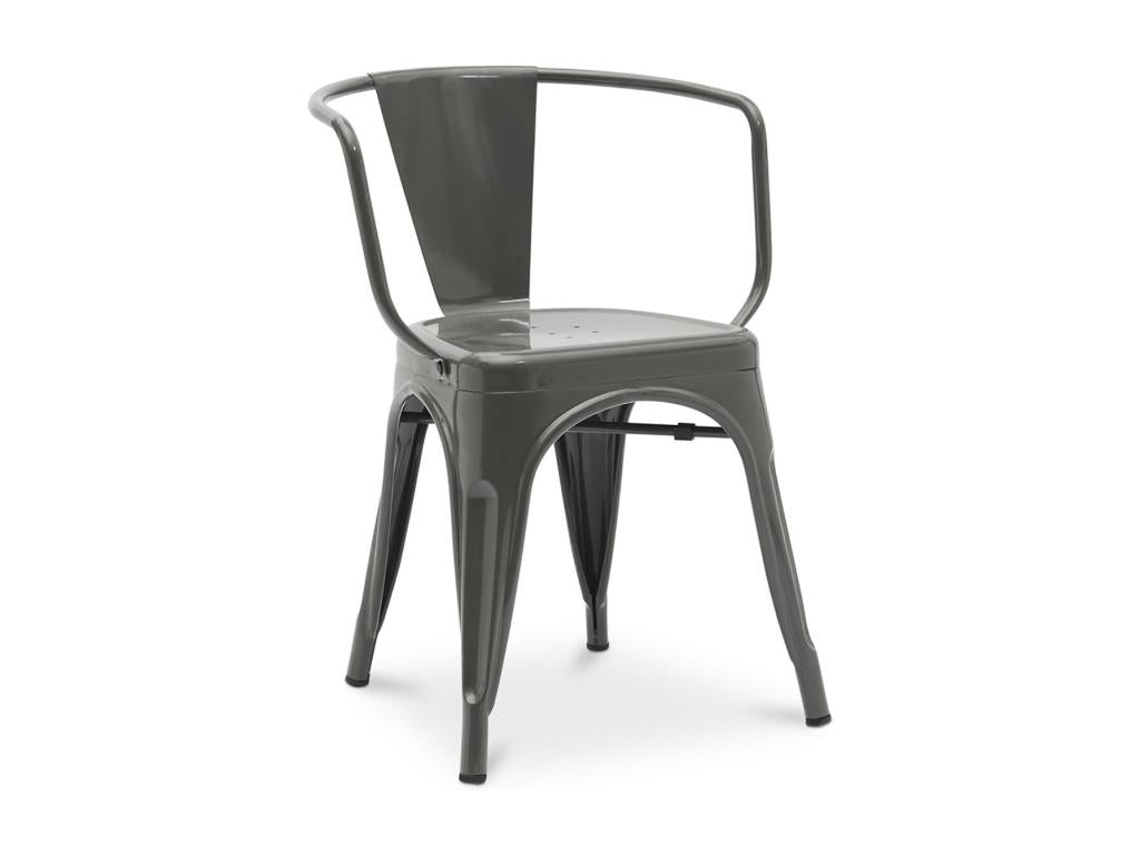 Homzora industrial chair with polished steel armrests -- Light Green