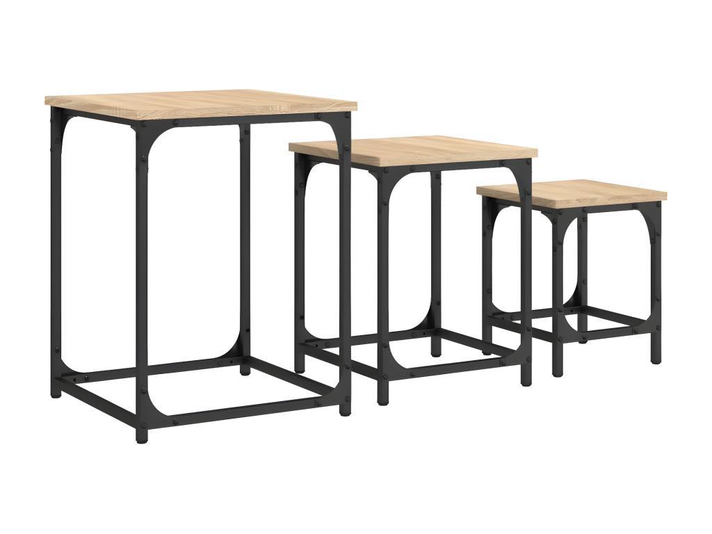 Homzora engineered wood nesting coffee tables, 3 pieces, oak finish