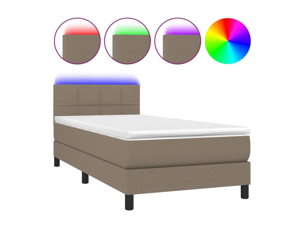 Upholstered bed base with mattress and LED lighting, Homzora 90x190 cm, fabric