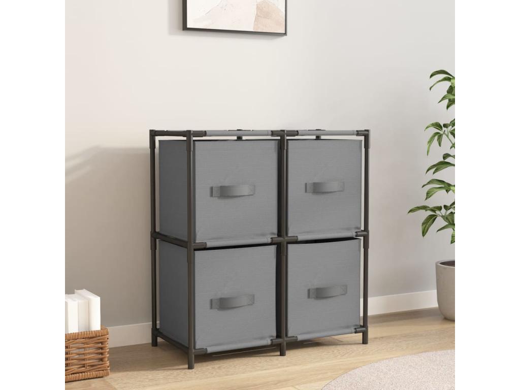 Storage cabinet with 4 fabric baskets, grey, 63x30x71 cm, steel