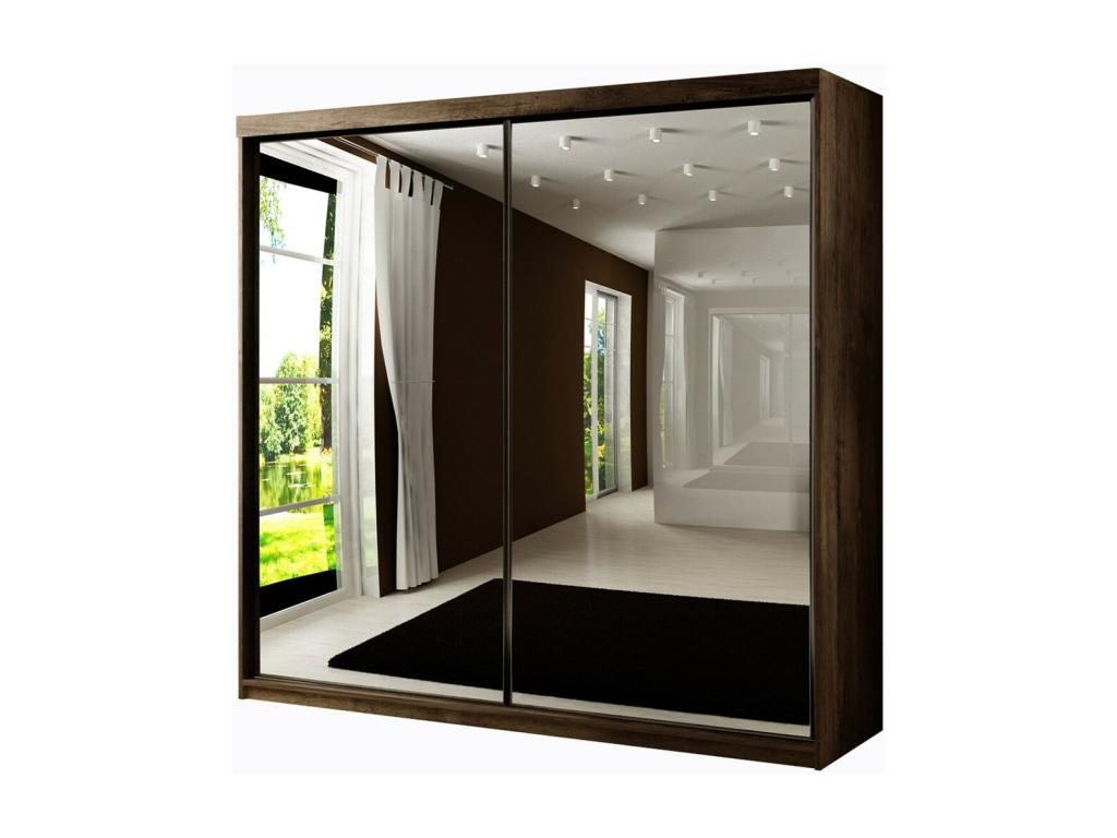 Homzora 106 Wardrobe, Dark Oak, 200x200x62cm, Sliding Wardrobe Doors
