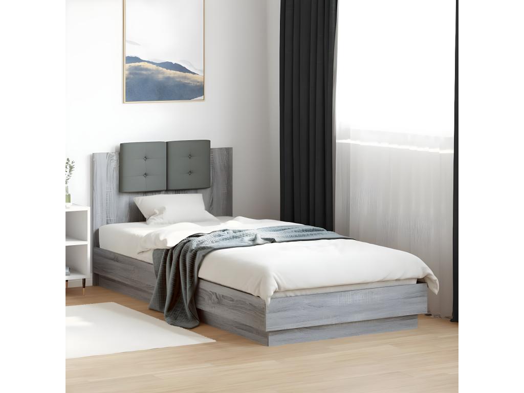 Homzora grey bed frame without mattress 100x200 cm