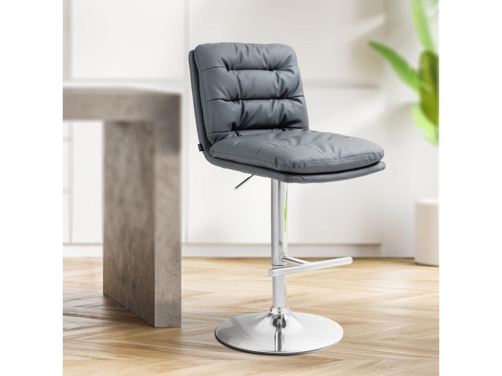 Bar stool - Faux leather / Metal - Grey - Homzora
