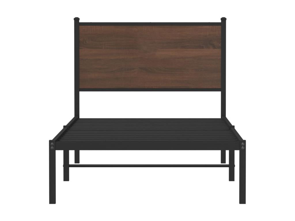 Metal bed frame without mattress, brown oak, 90x190 cm