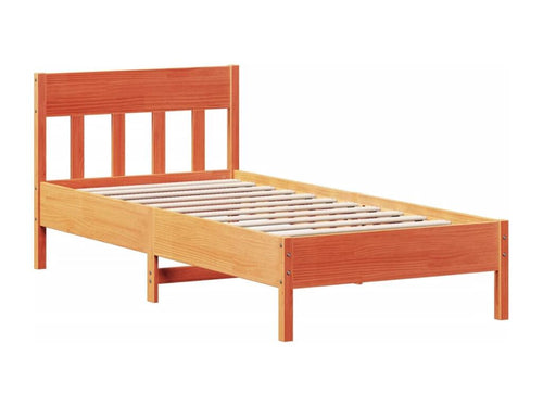 Bed frame without mattress brown wax 90x190 cm solid pine wood