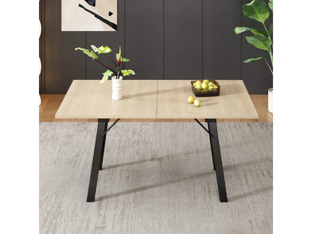 Extendable MDF dining table - 140/180x80 cm - suitable for 4 to 6 people - Natural