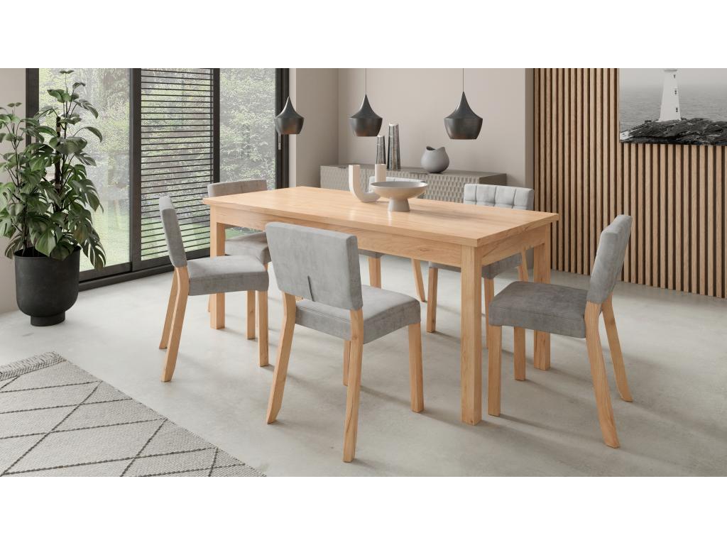 Modern chair in natural beech wood and choice of fabric Kloba-Tissu 27115