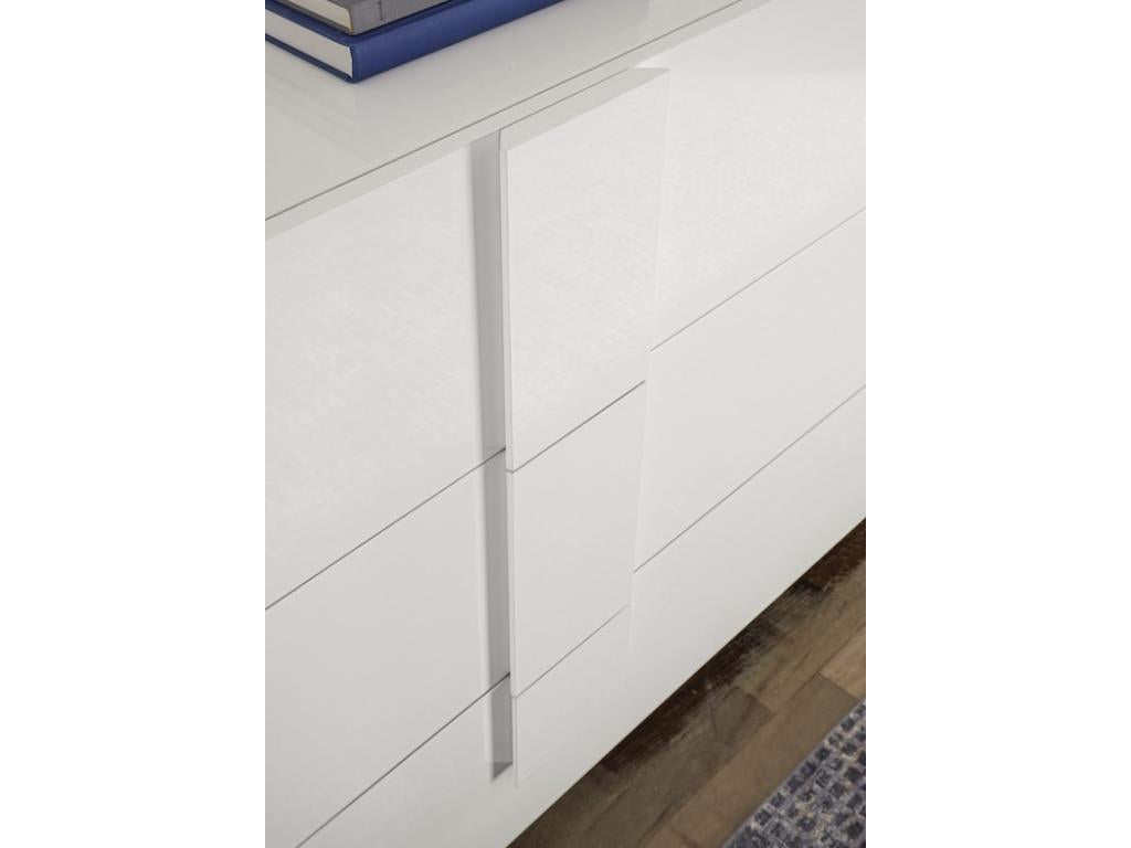 Homzora 4-door sideboard in glossy white lacquer, 241 cm