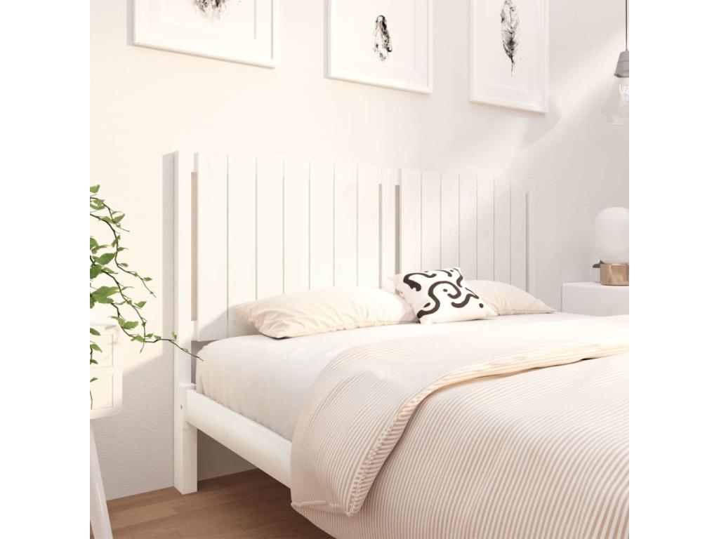 White headboard 165.5x4x100 cm Solid pine wood