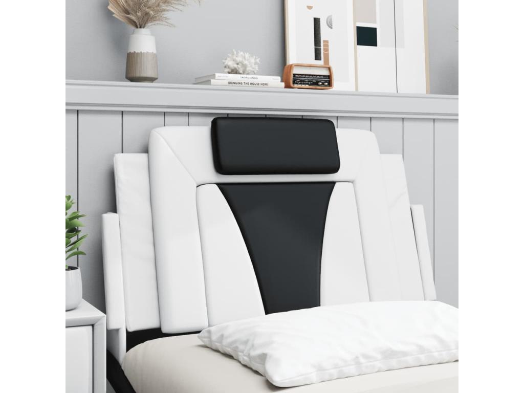 Black and white 80cm faux leather headboard cushion