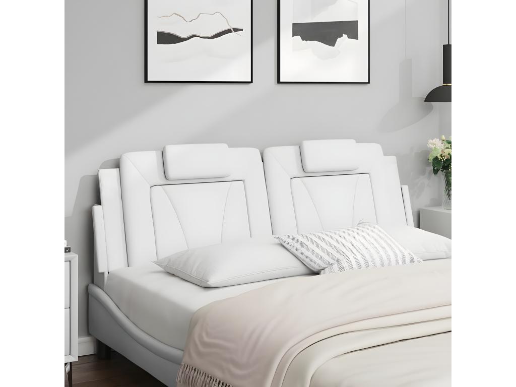 White faux leather headboard cushion, 160 cm