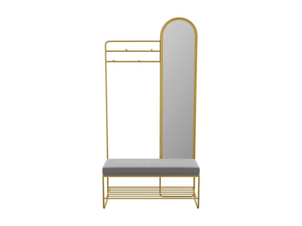 Metal locker with mirrored bench and 1 shelf - Gold - Homzora