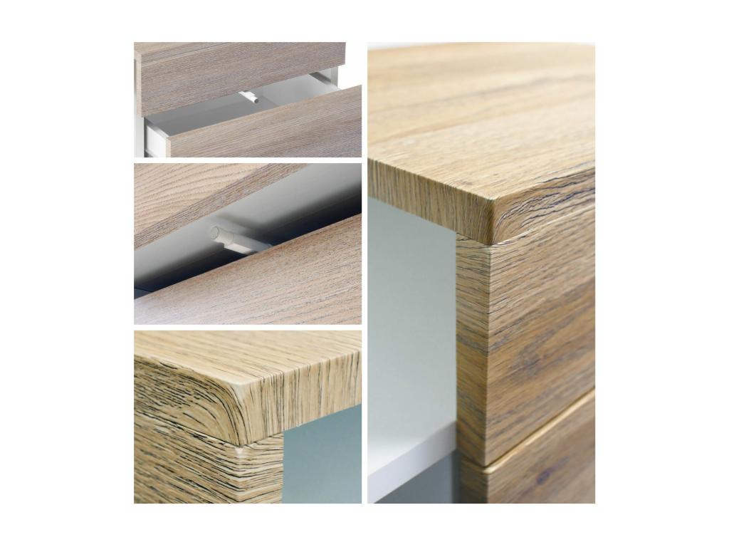 Matte Black Bedside Table with Lacquered Fronts (WxHxD) 60x63x37