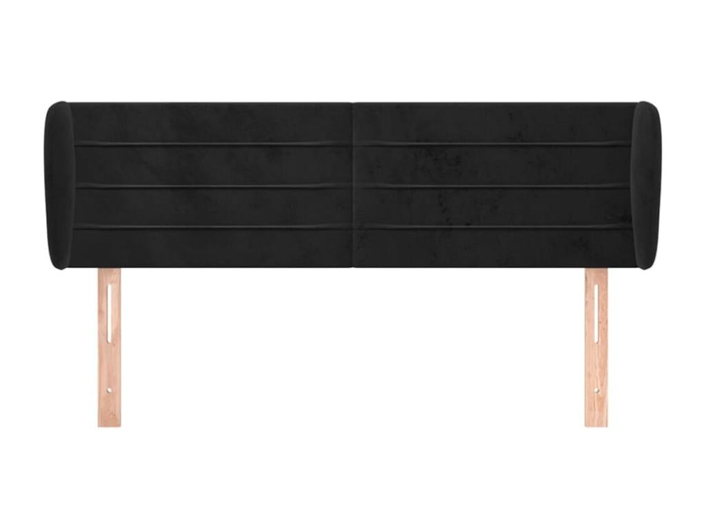 Headboard with wings, Black, 147x23x78/88 cm, Velvet
