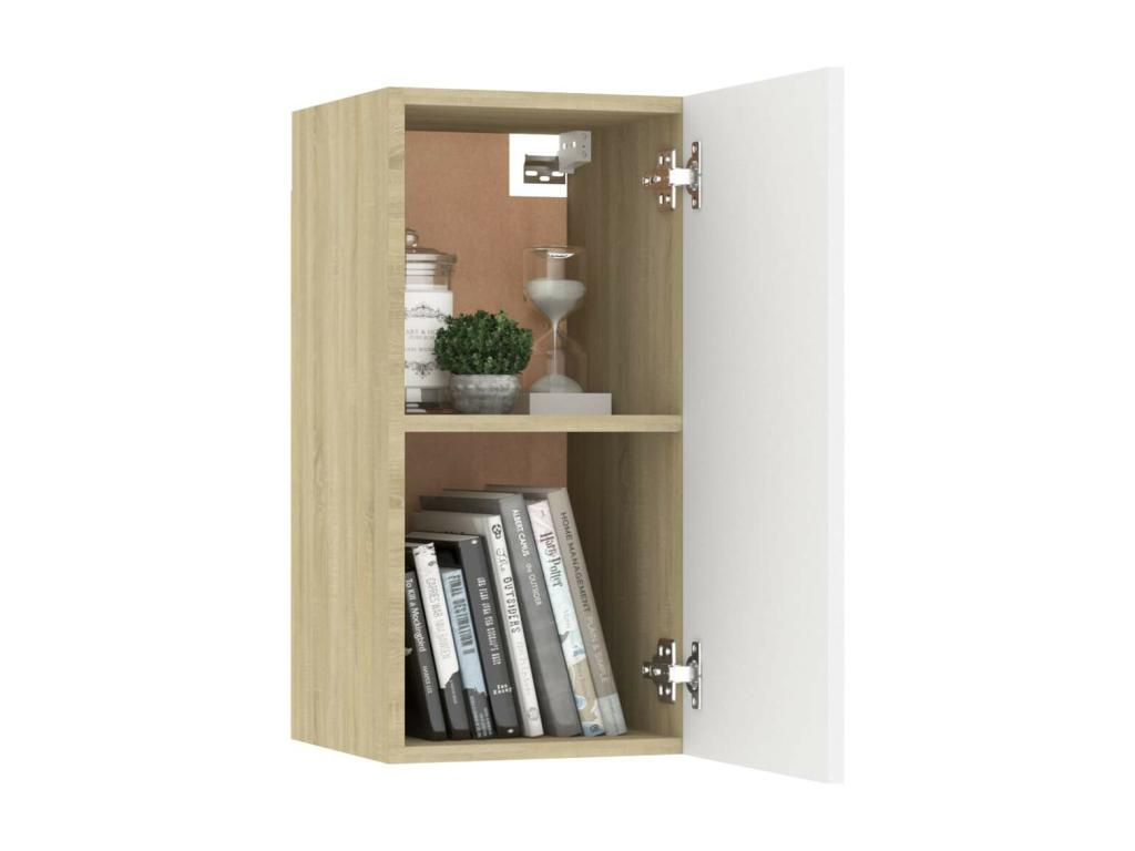 Homzora White and Oak Wall Shelf 30.5x30x60