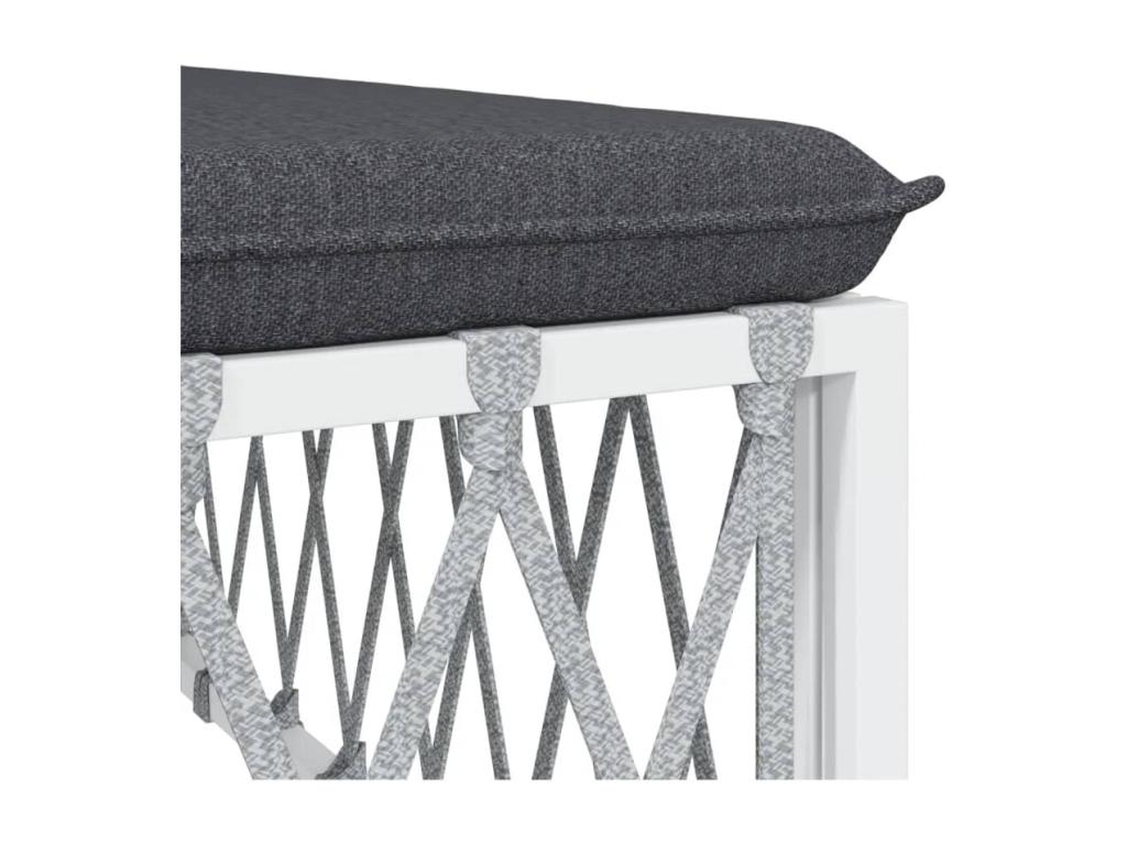 Garden furniture set with cushions, 6 pieces, white steel