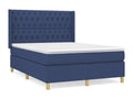 Upholstered bed base with mattress, blue, 140x200 cm, fabric