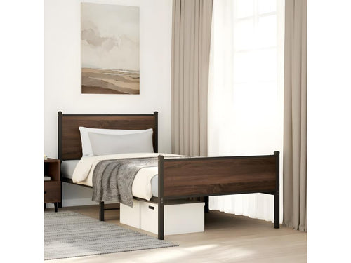 Metal bed frame with headboard and footboard, 107x203 cm