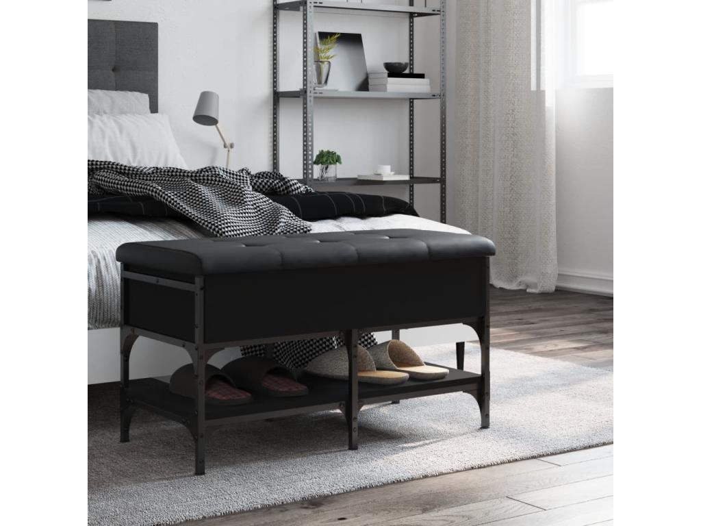 Black shoe bench 82x42x45 engineered wood