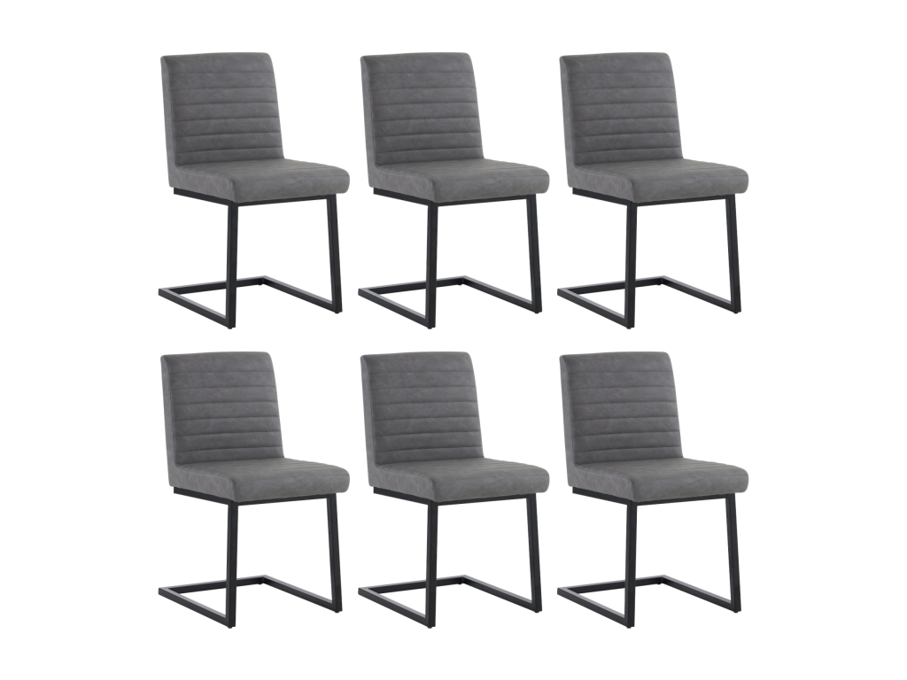 Set of 6 cantilever chairs in velvet with metal legs, modern ergonomic lounge chair, 55x43x83cm, Grey